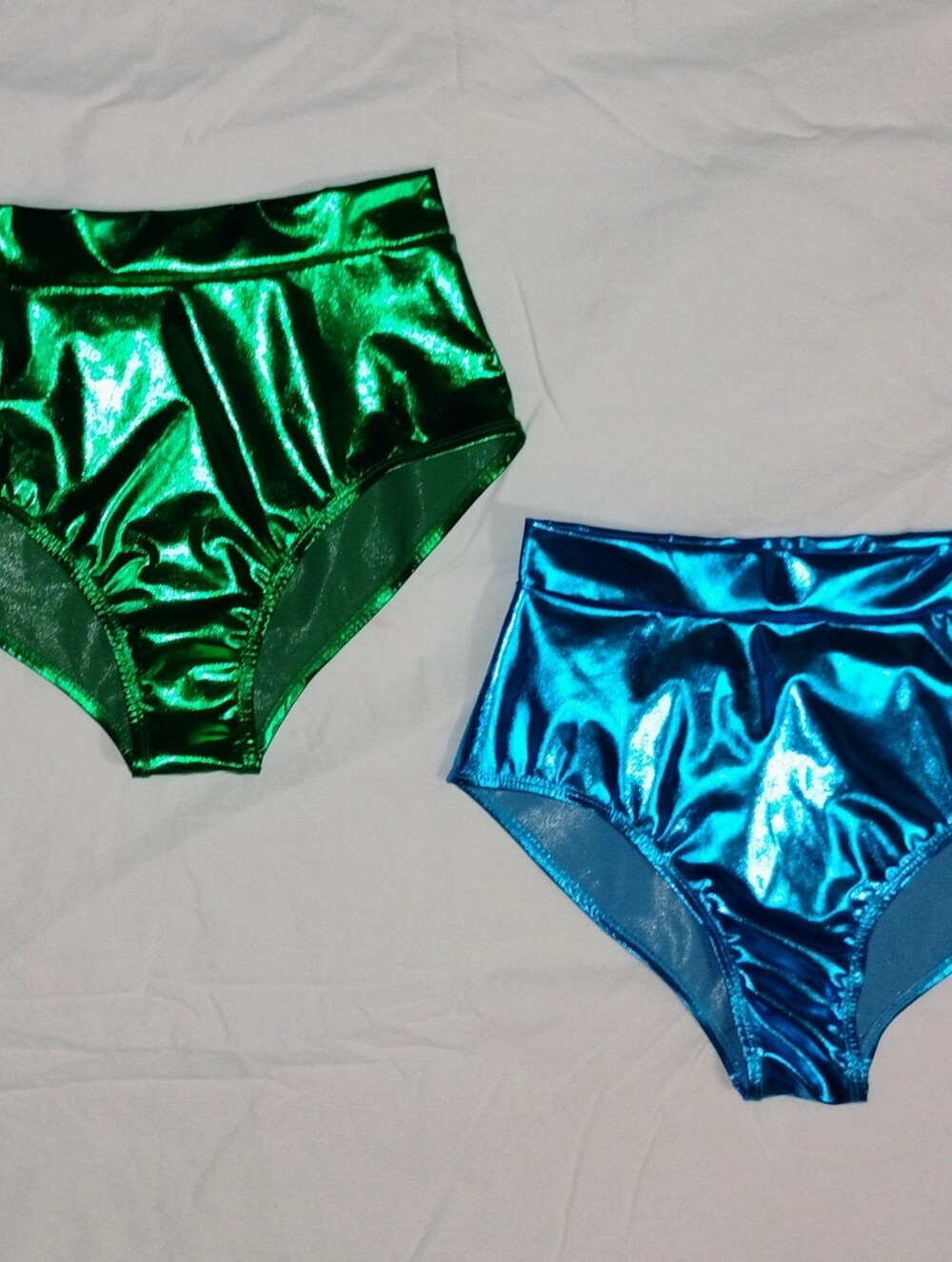 2 New Metallic Hot Shorts Blue And Green